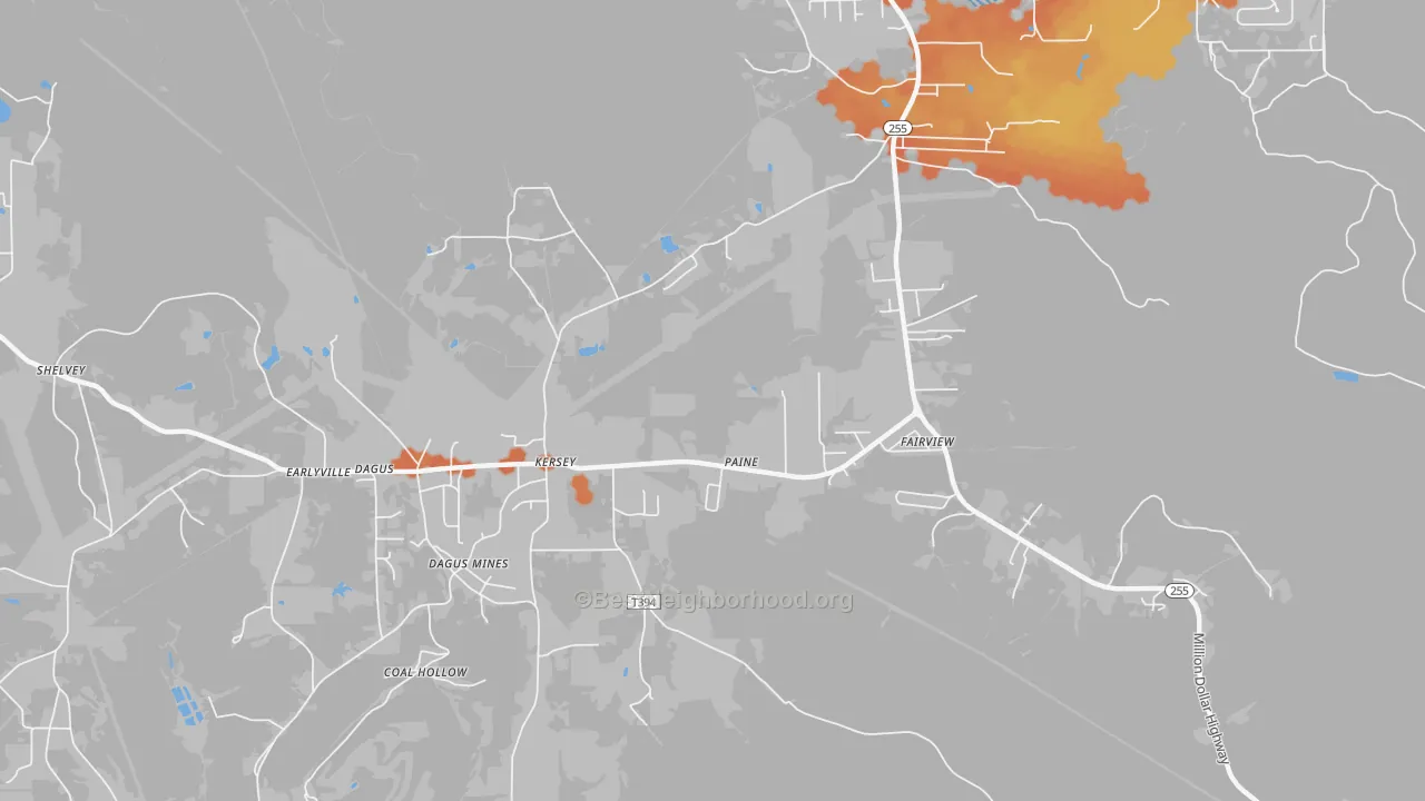Bike Grade map of Dagus, PA