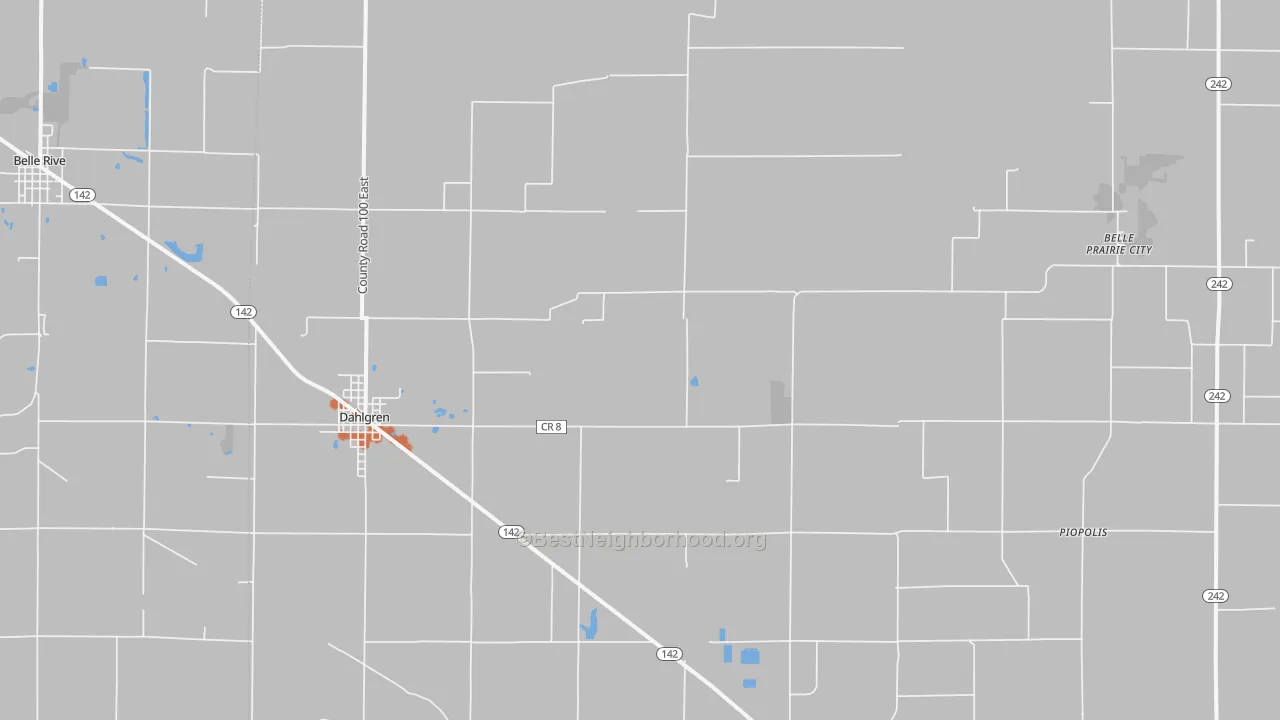 Bike Grade map of Dahlgren, IL