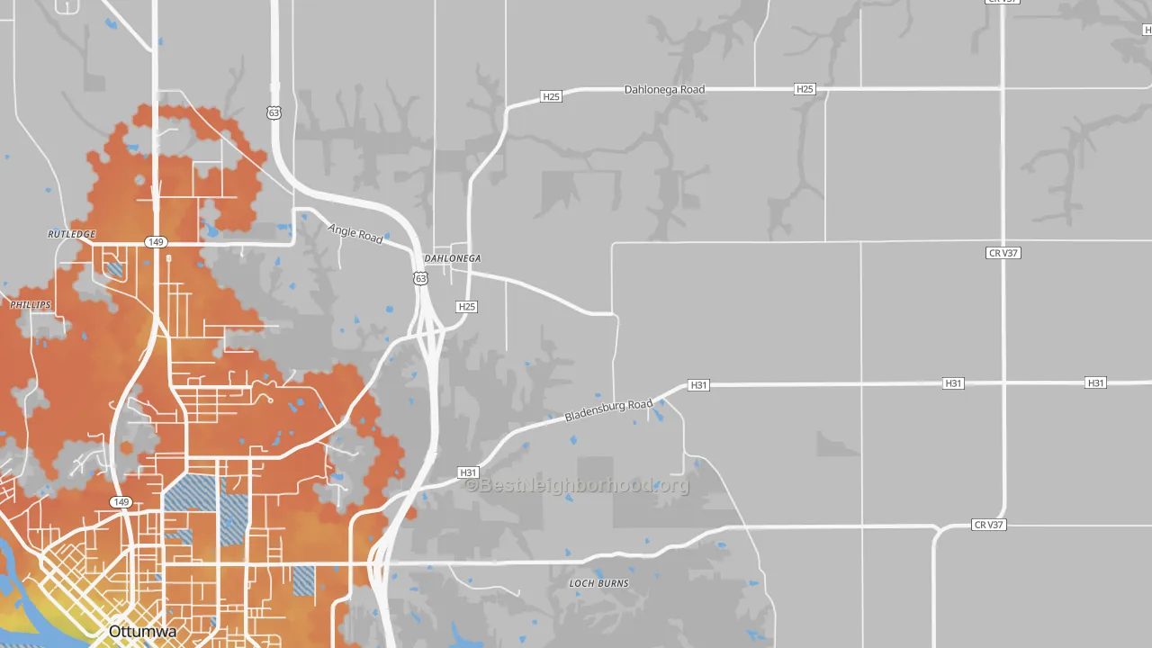 Bike Grade map of Dahlonega, IA
