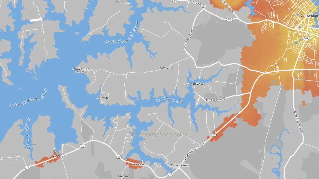 Bike Grade map of Dailsville, MD