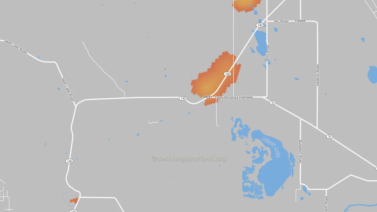 Bike Grade map of Dairy, OR
