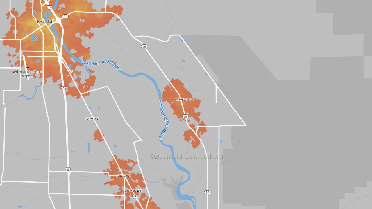 Bike Grade map of Dairyville, CA