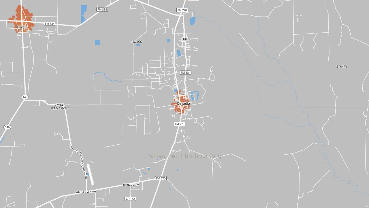 Bike Grade map of Daisetta, TX
