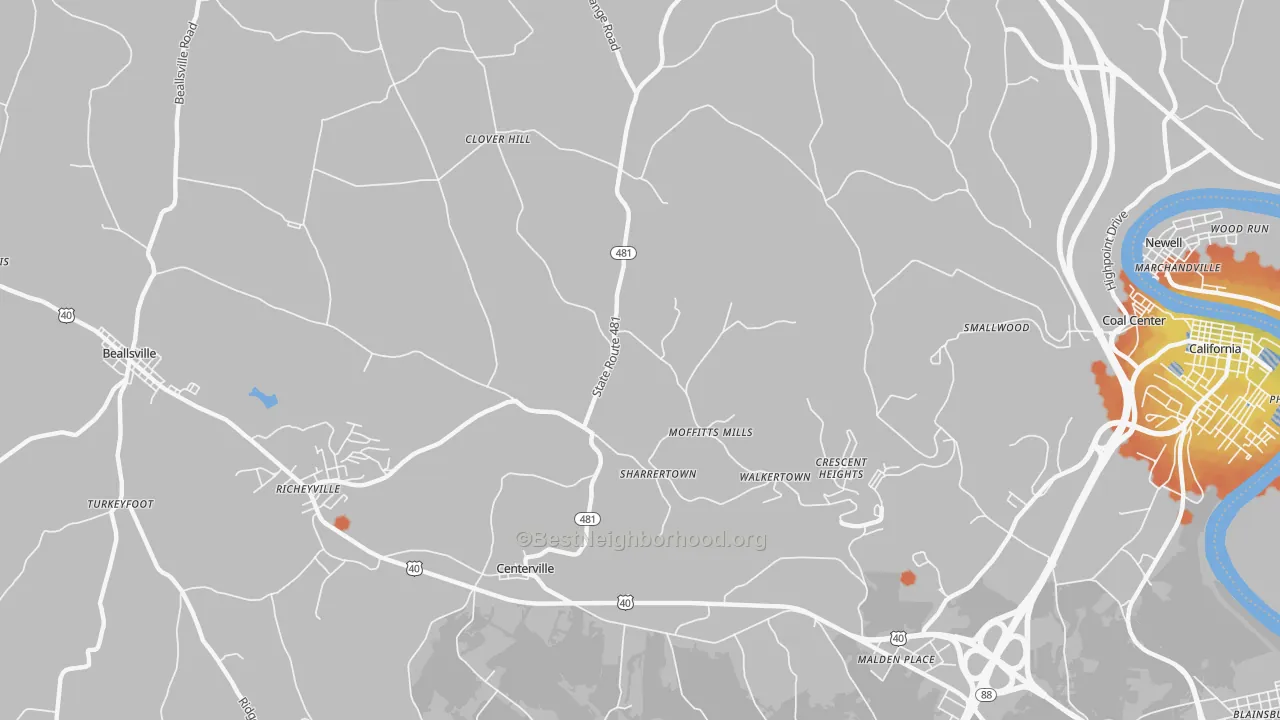 Bike Grade map of Daisytown, PA