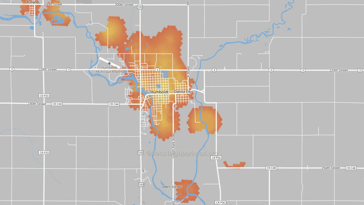 Bike Grade map of Dakota City, IA