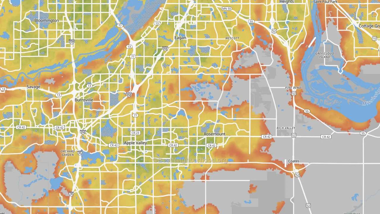 Bike Grade map of Dakota County, MN