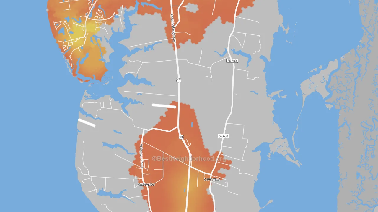 Bike Grade map of Dalbys, VA