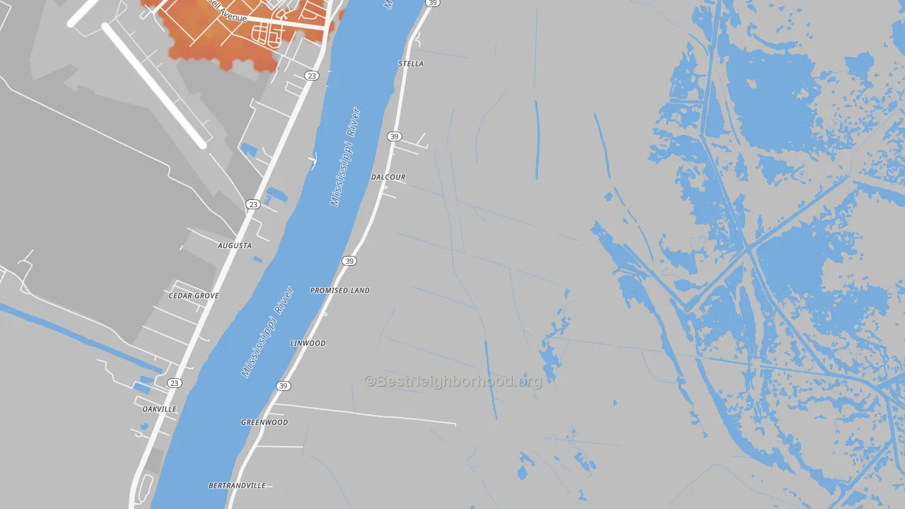 Bike Grade map of Dalcour, LA
