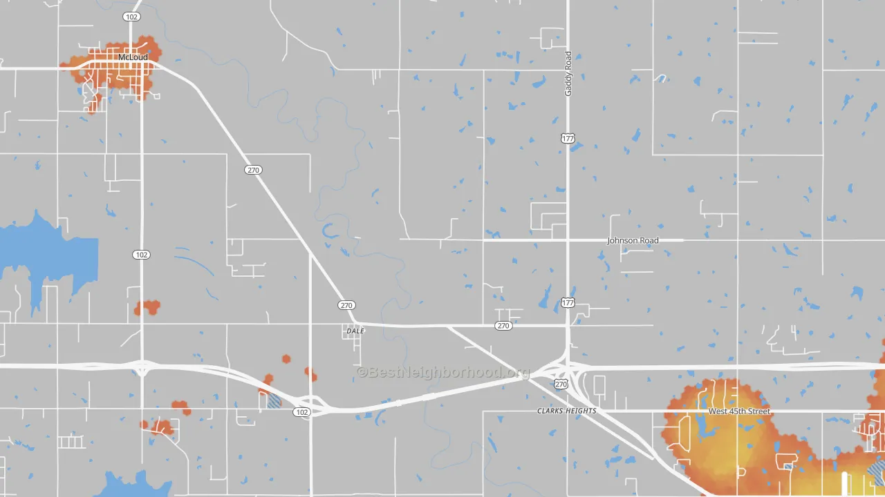 Bike Grade map of Dale, OK