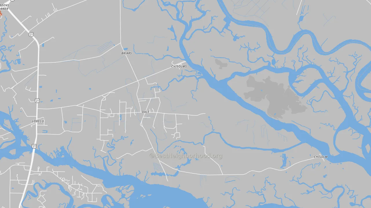 Bike Grade map of Dale, SC