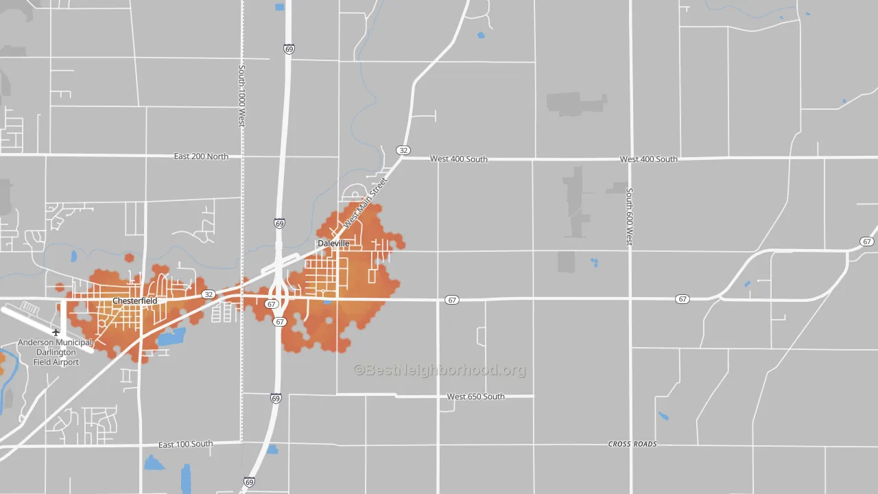 Bike Grade map of Daleville, IN