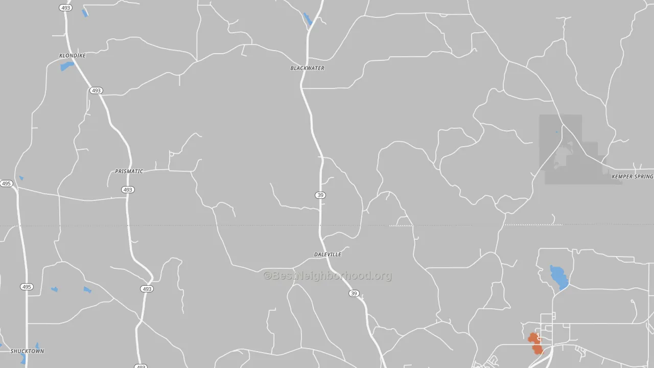 Bike Grade map of Daleville, MS