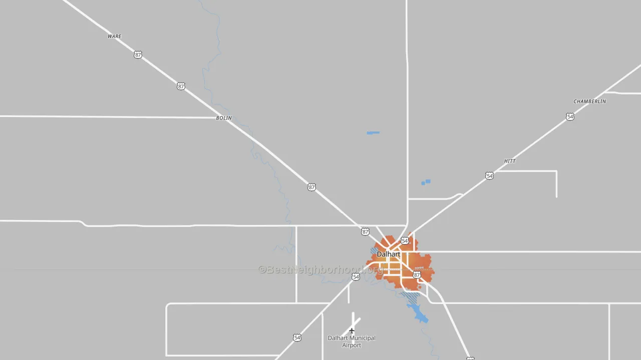 Bike Grade map of Dallam County, TX