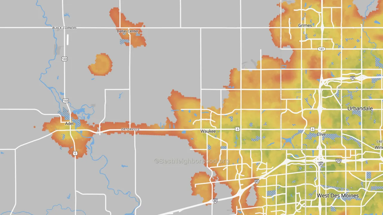 Bike Grade map of Dallas County, IA