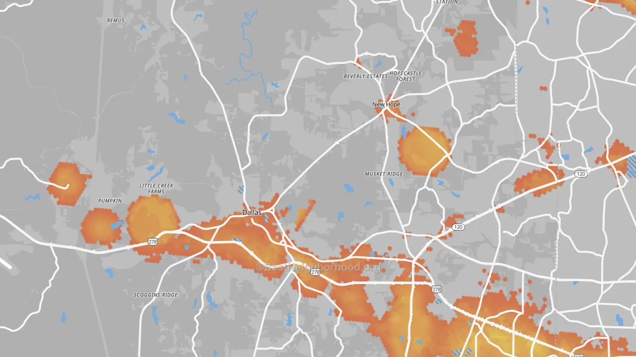 Bike Grade map of Dallas, GA
