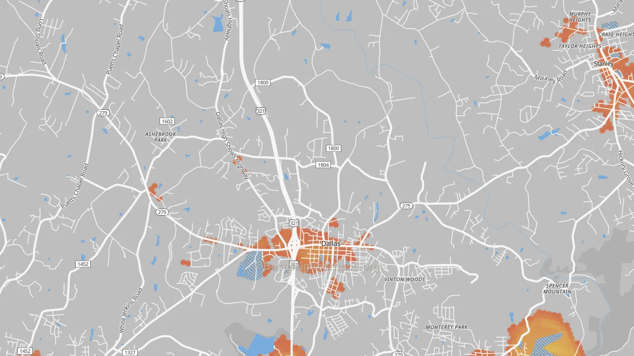 Bike Grade map of Dallas, NC
