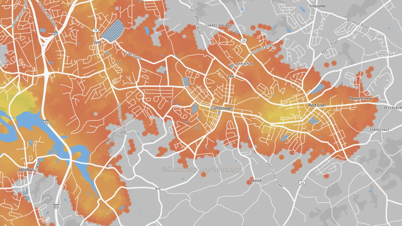 Bike Grade map of Dallastown, PA