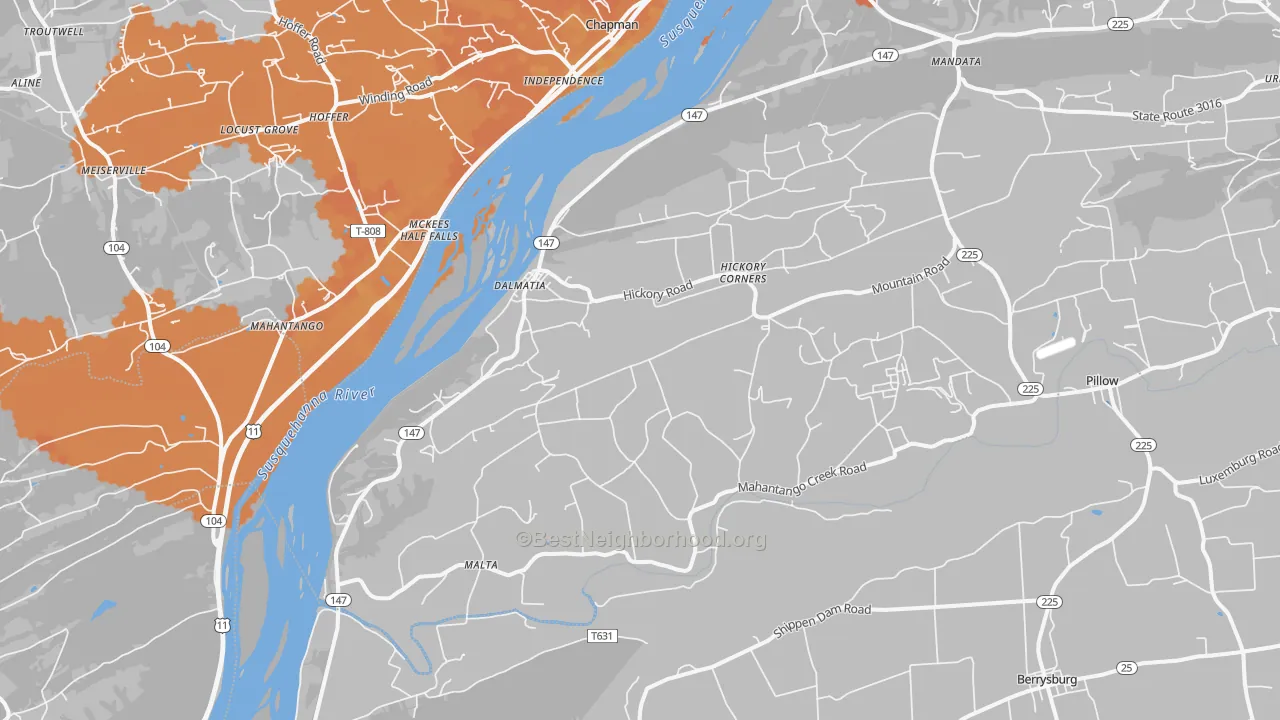 Bike Grade map of Dalmatia, PA