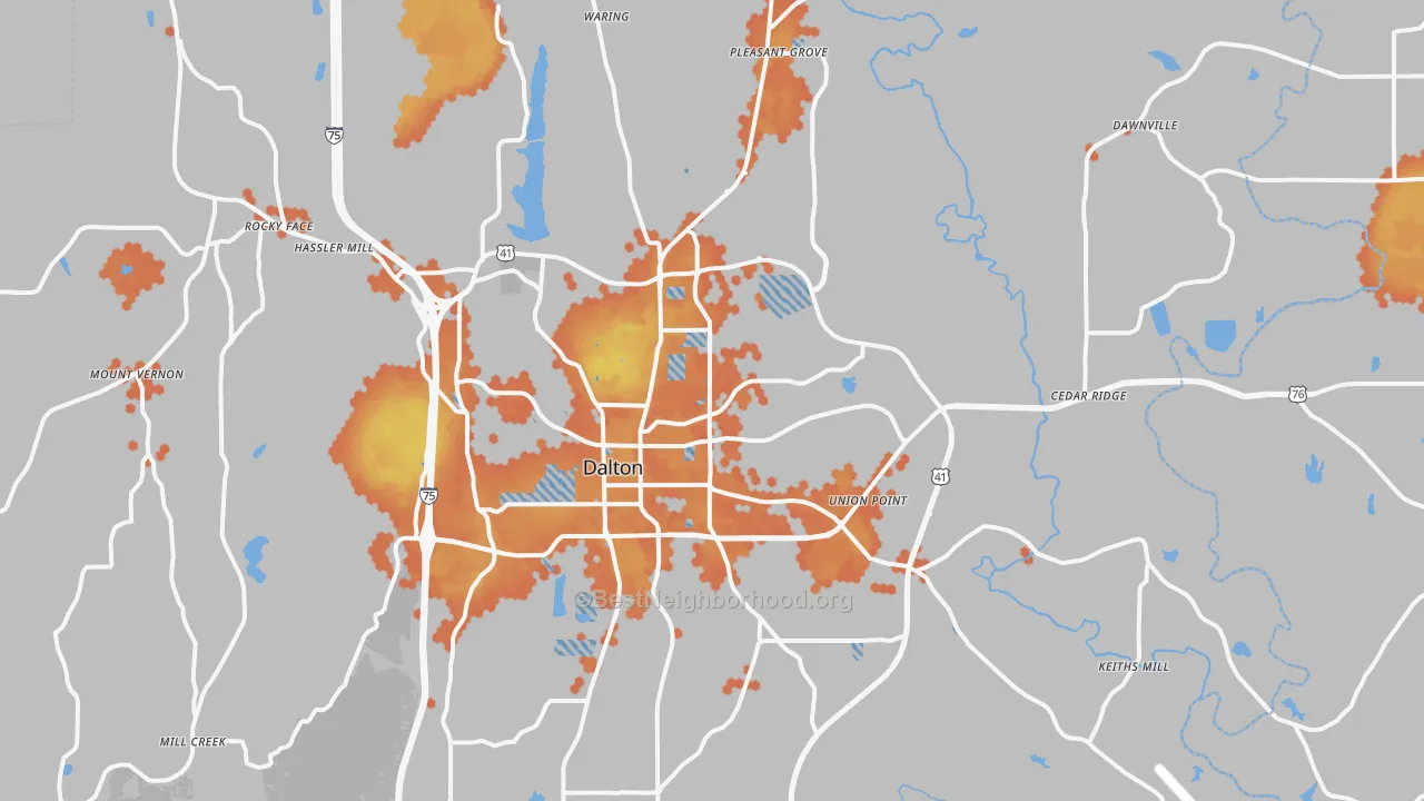 Bike Grade map of Dalton, GA
