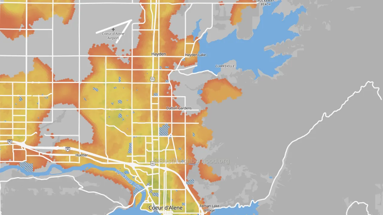 Bike Grade map of Dalton Gardens, ID