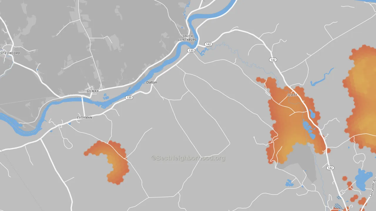 Bike Grade map of Dalton, NH