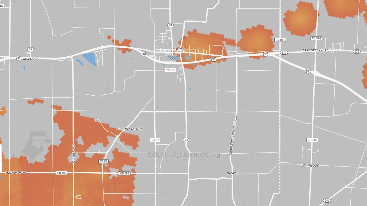 Bike Grade map of Dalton, OH