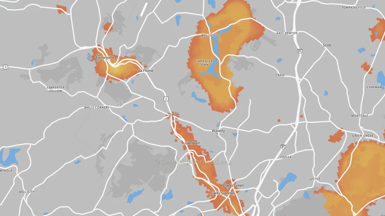 Bike Grade map of Dalton, PA