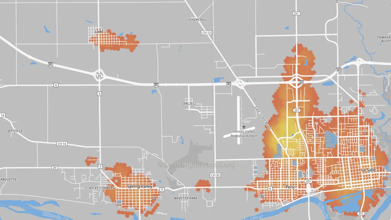 Bike Grade map of Dalzell, IL
