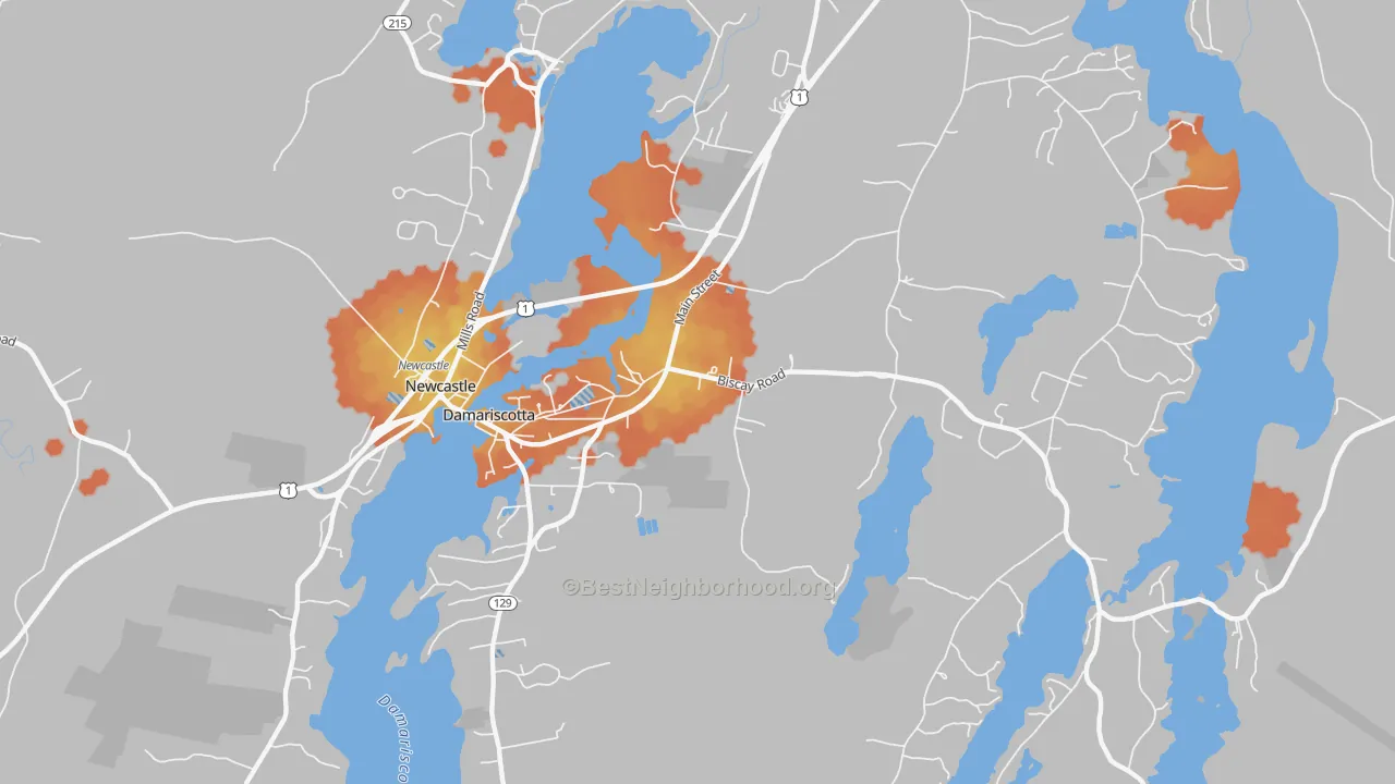 Bike Grade map of Damariscotta, ME