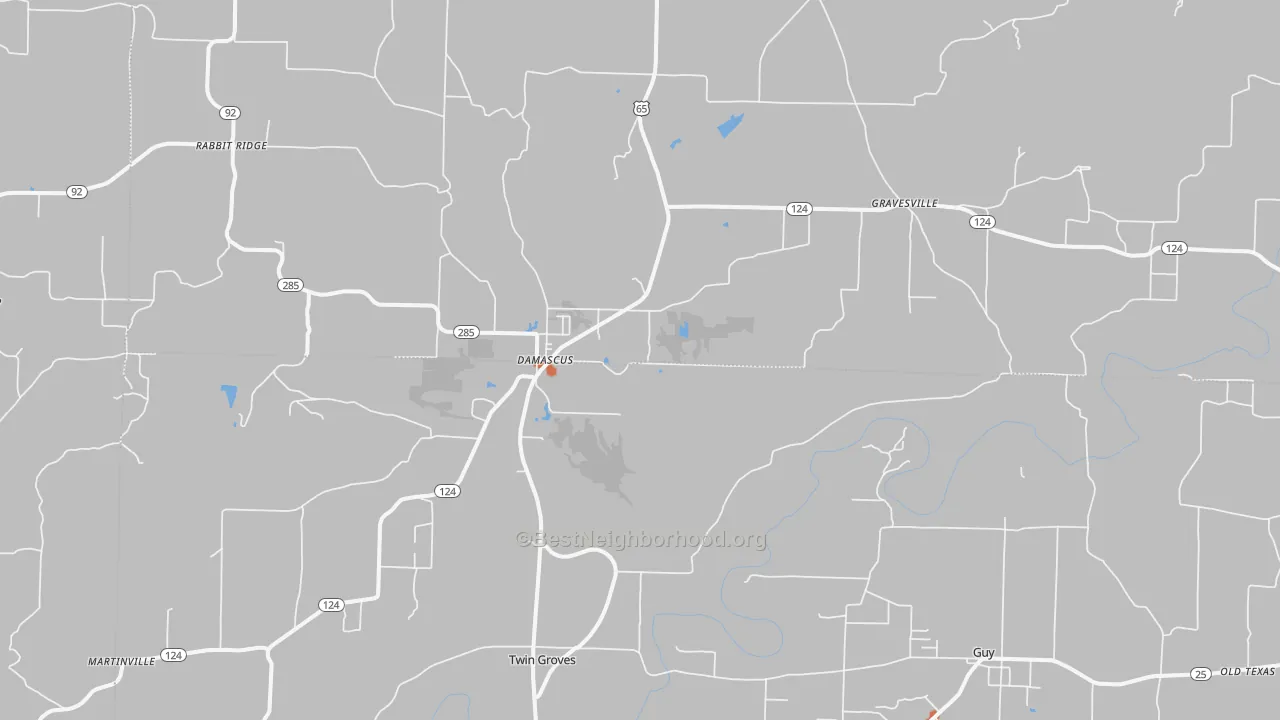 Bike Grade map of Damascus, AR