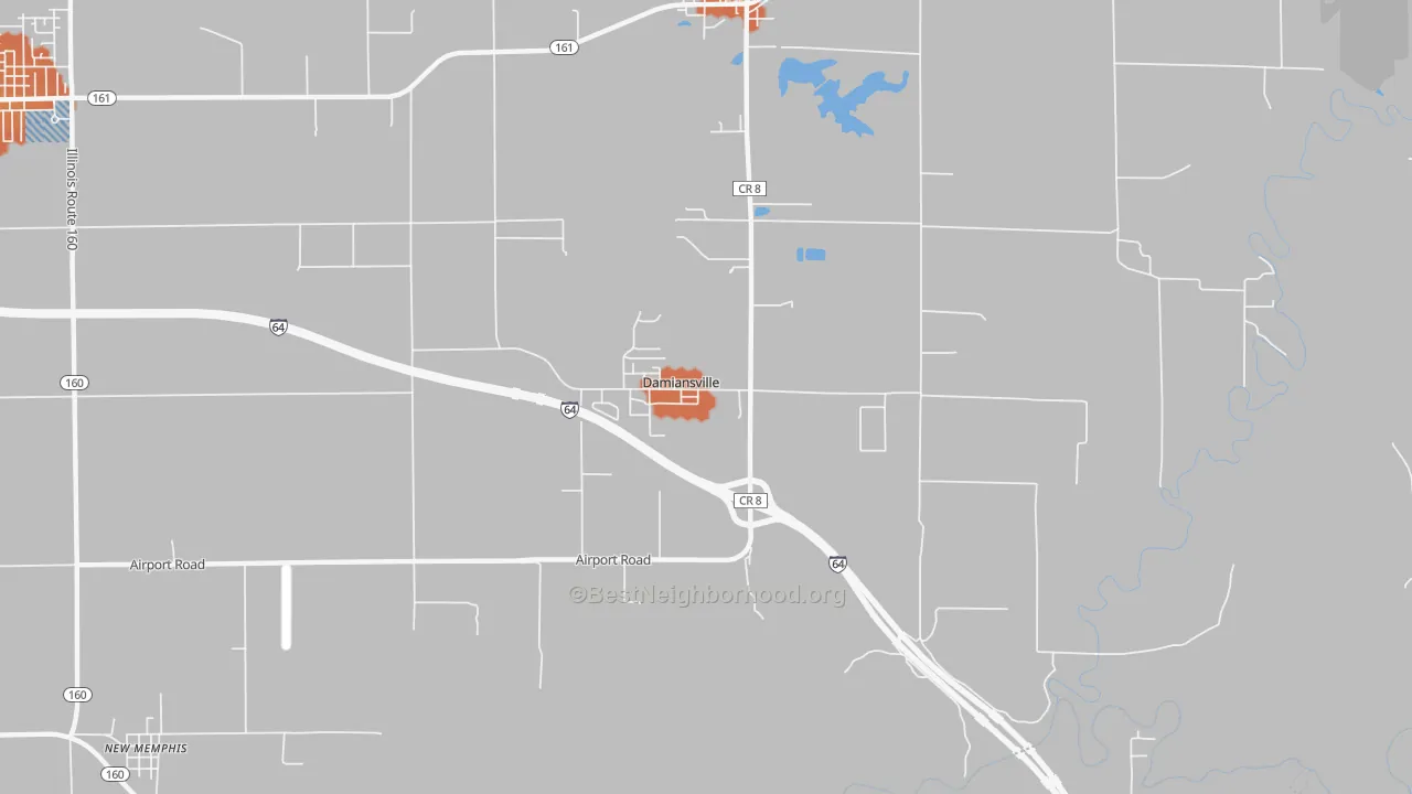 Bike Grade map of Damiansville, IL