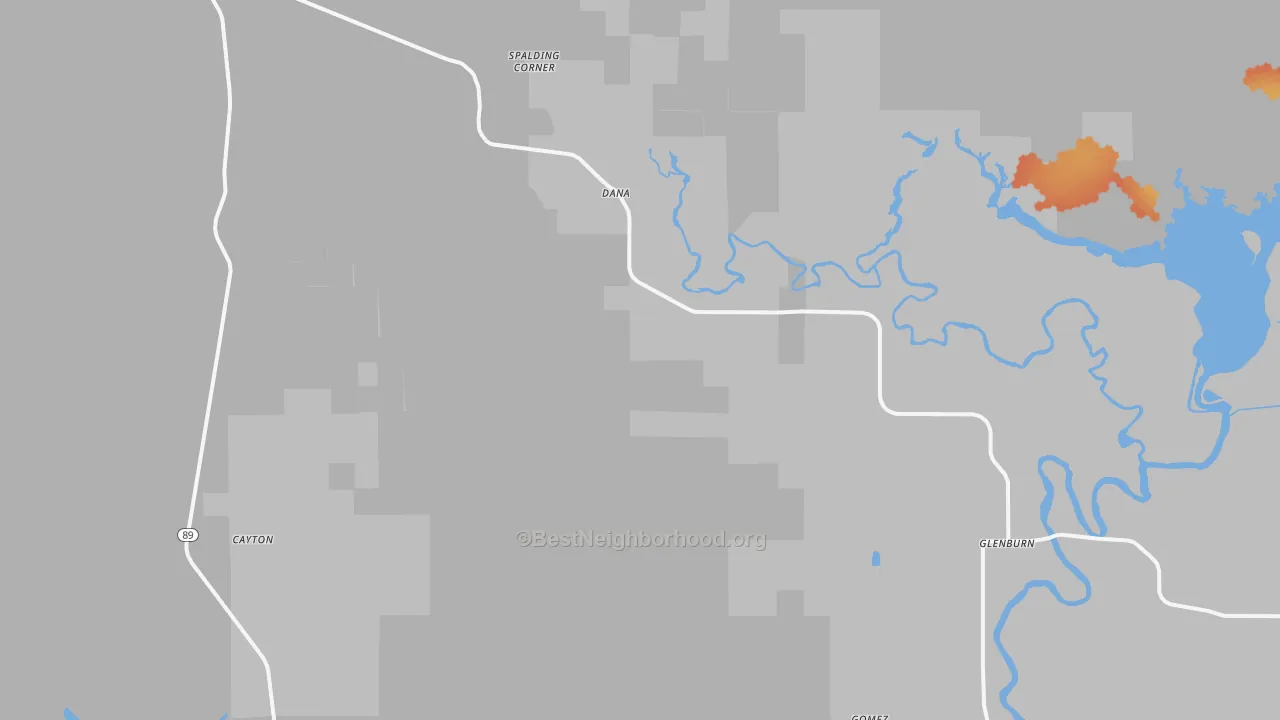 Bike Grade map of Dana, CA