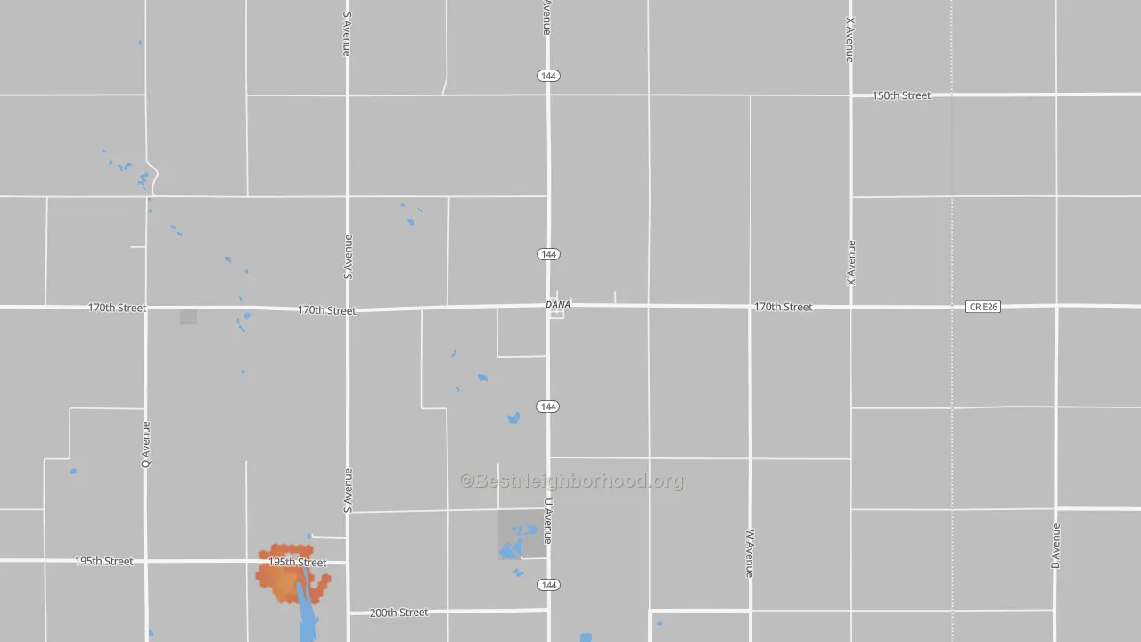 Bike Grade map of Dana, IA