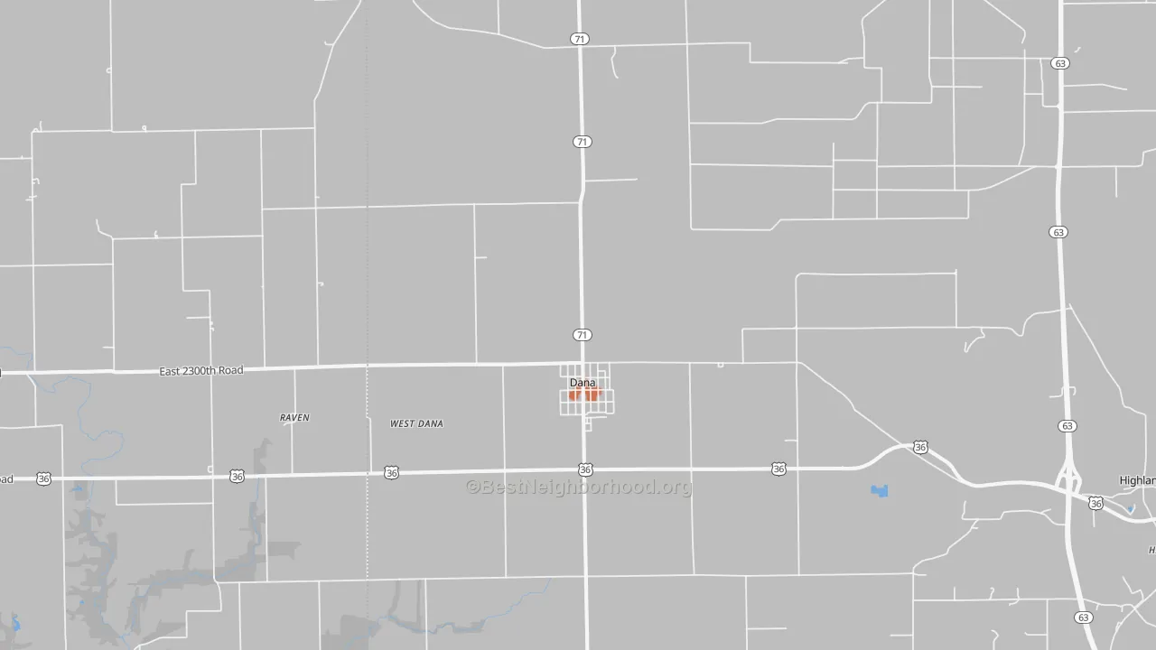 Bike Grade map of Dana, IN