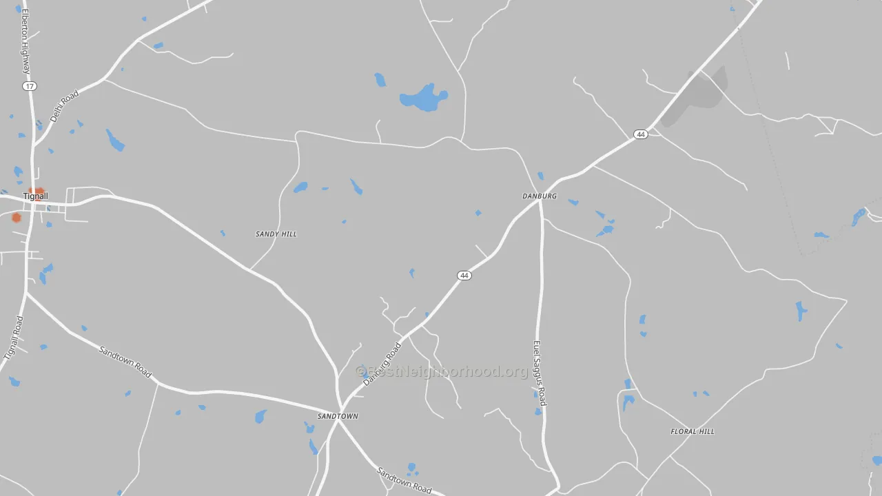 Bike Grade map of Danburg, GA