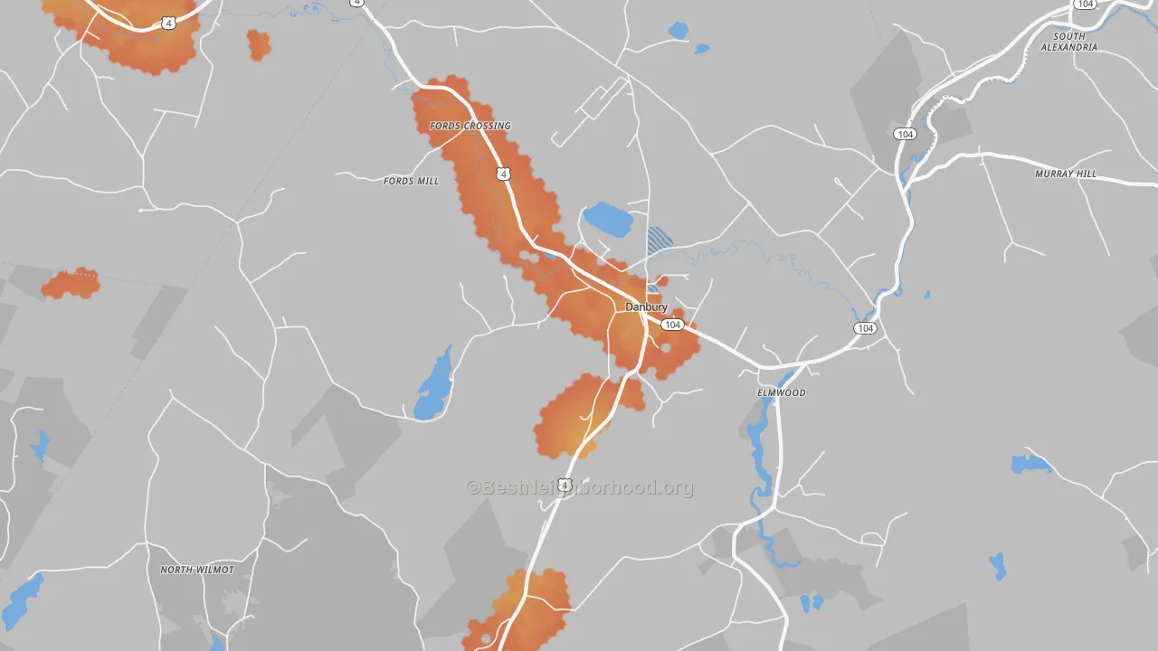 Bike Grade map of Danbury, NH