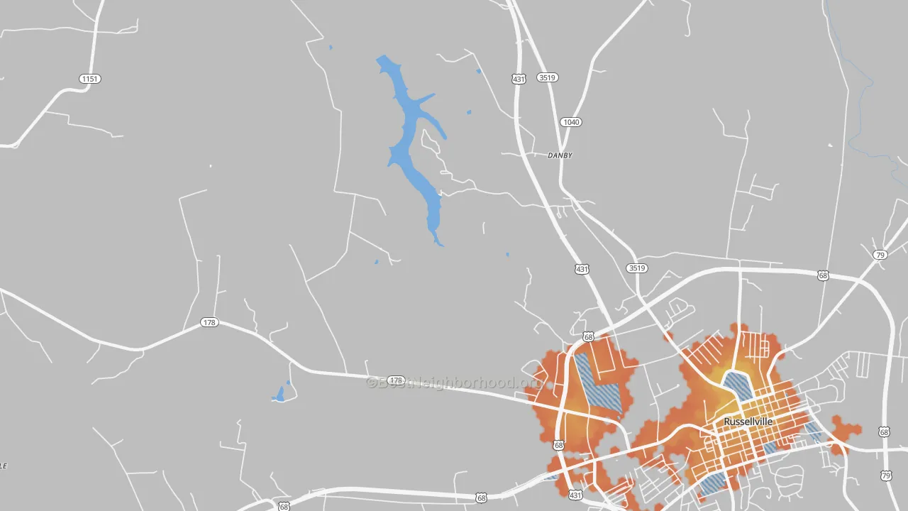 Bike Grade map of Danby, KY