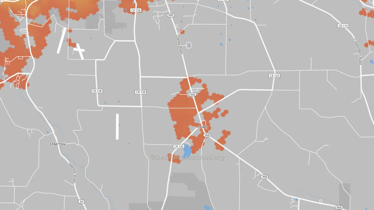 Bike Grade map of Danby, NY