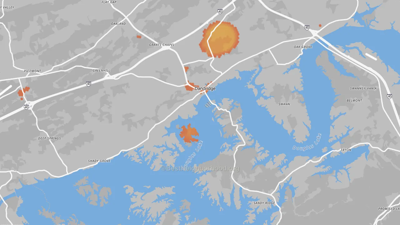 Bike Grade map of Dandridge, TN