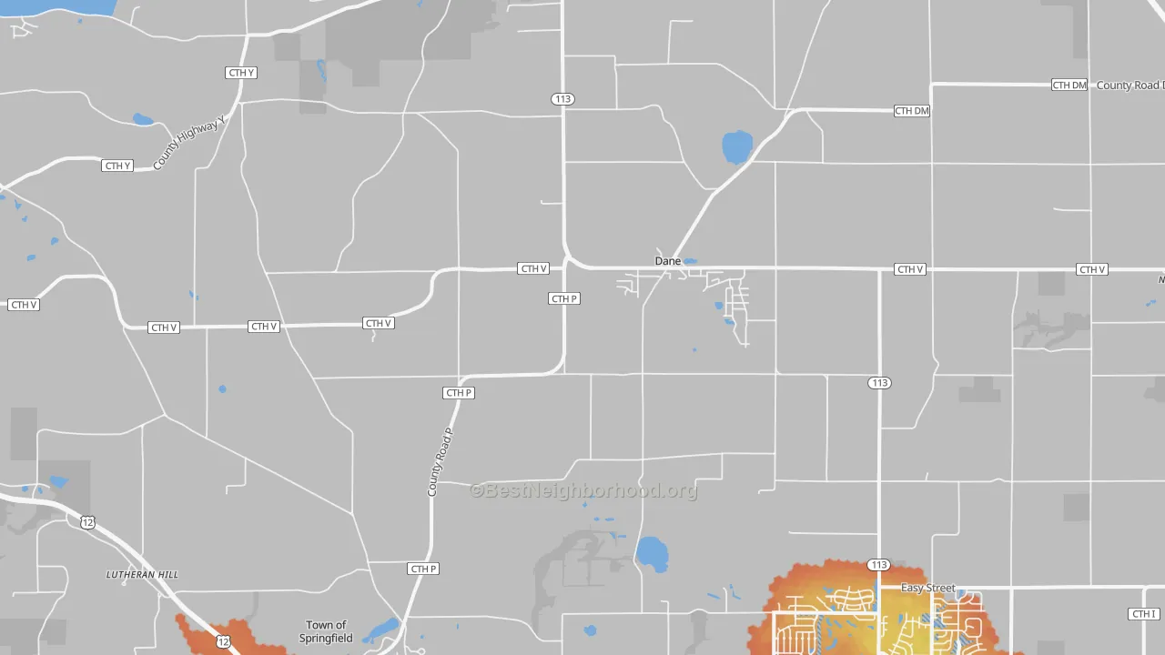 Bike Grade map of Dane, WI