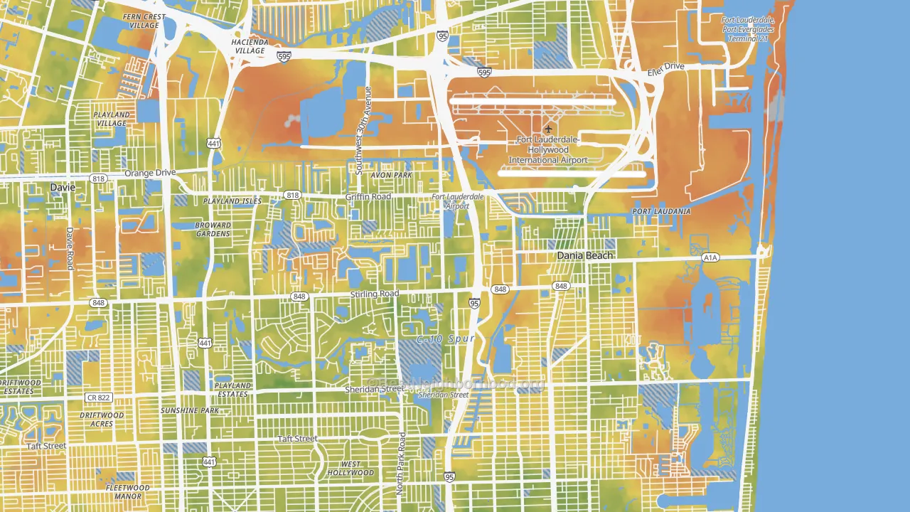 Bike Grade map of Dania Beach, FL