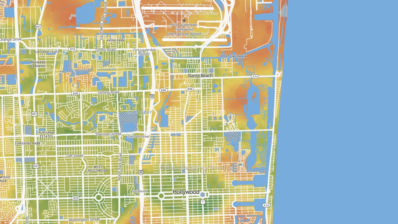 Bike Grade map of Dania, FL