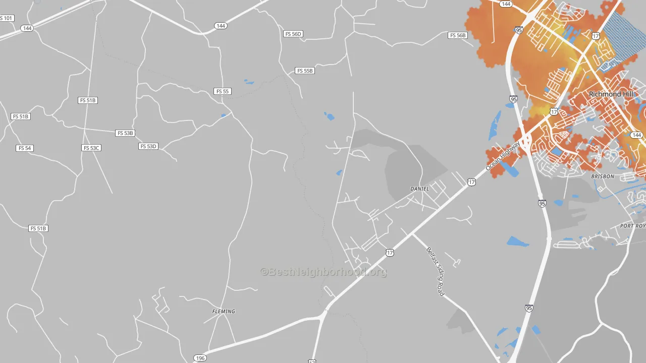 Bike Grade map of Daniel, GA