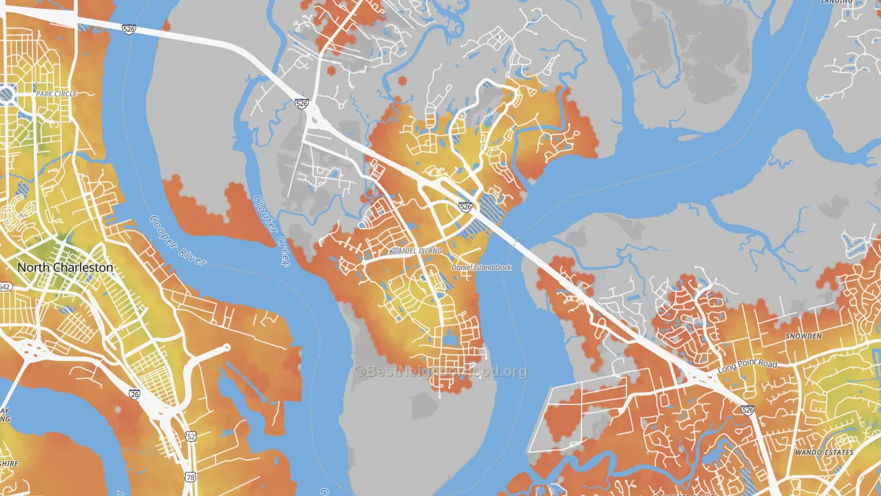 Bike Grade map of Daniel Island, Charleston, SC