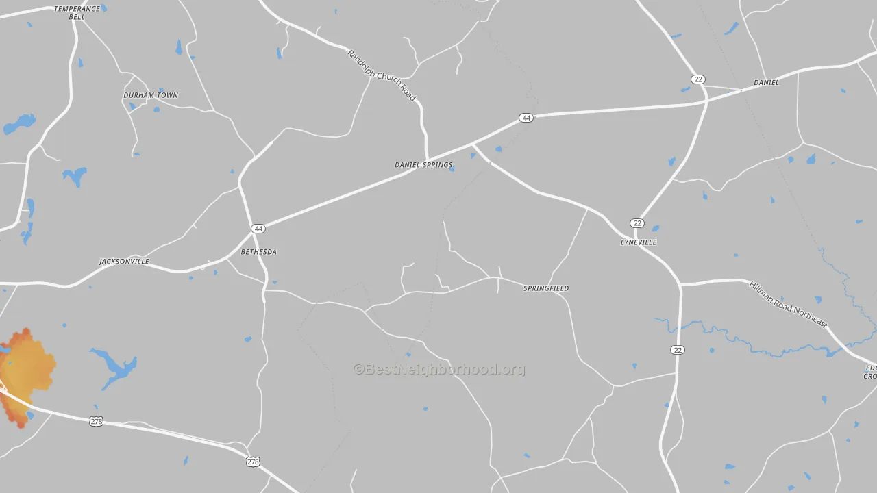Bike Grade map of Daniel Springs, GA
