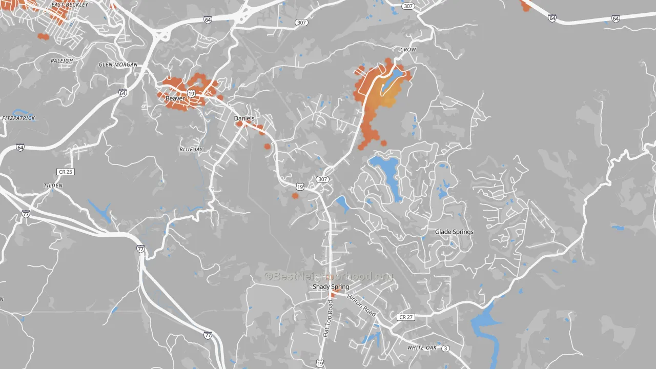 Bike Grade map of Daniels, WV