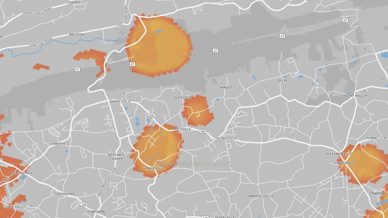 Bike Grade map of Danielsville, PA