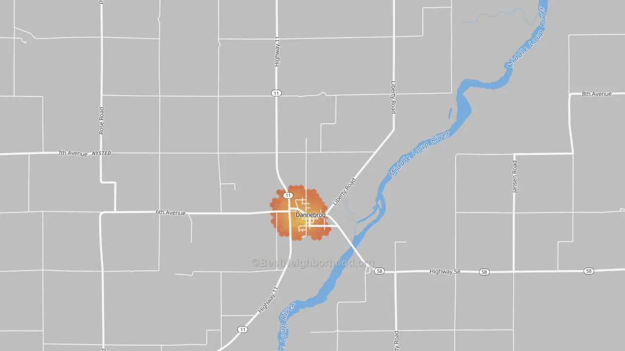 Bike Grade map of Dannebrog, NE