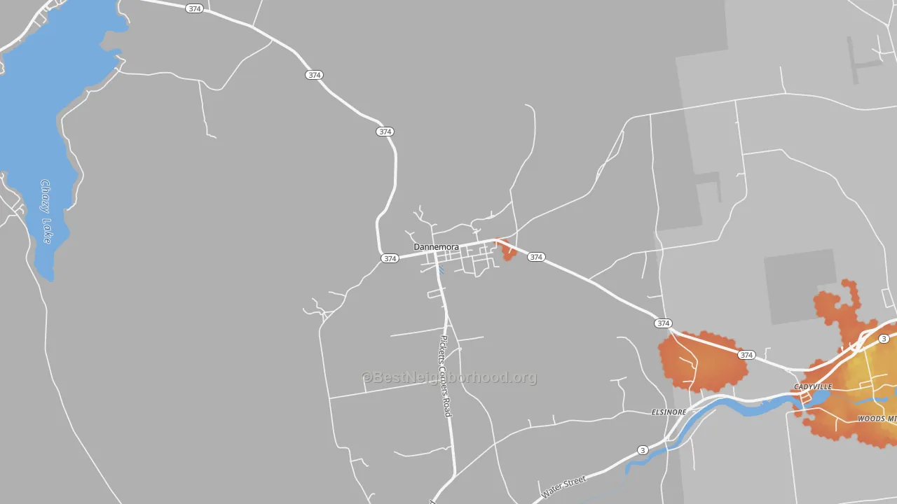 Bike Grade map of Dannemora, NY