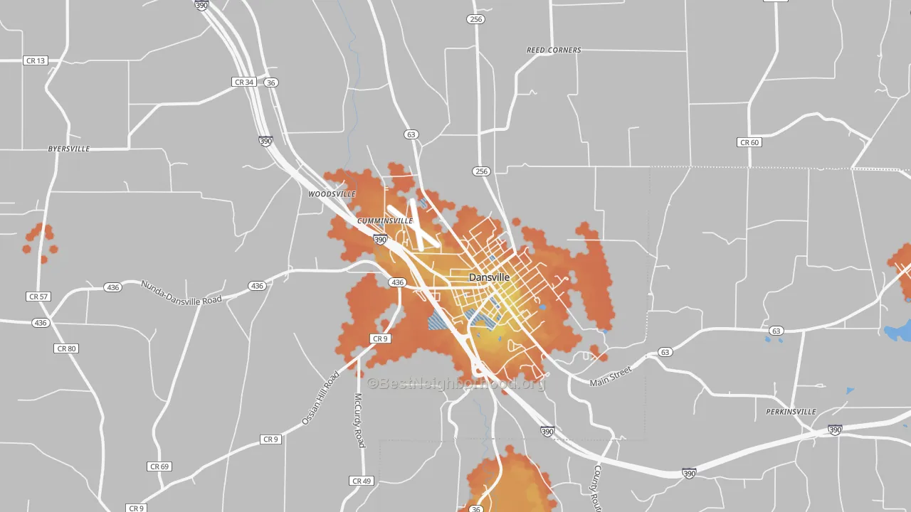 Bike Grade map of Dansville, NY